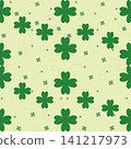 Lucky Four Leaf Clover Seamless Pattern Vector Background 141217973