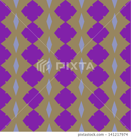 Purple and Gold-Brown Geometric Seamless Pattern Vector Background 141217974