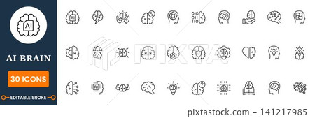 Brain and Artificial Intelligence Line Icons Set Mind, Cognitive, Machine Learning, Psychology, Innovation Outline Icon Collection Brain and Artificial Intelligence Line Icons Set Mind, Cognitive, Machine Learning, Psychology, Innovation Outline Icon Collection 141217985