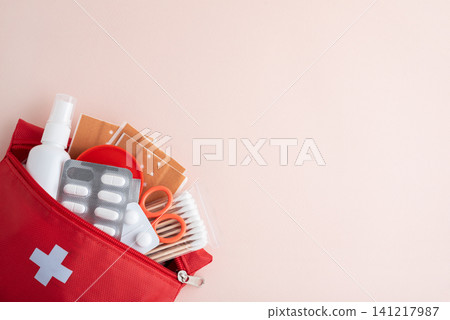 Portable first aid kit with medical supplies for emergency Portable first aid kit with medical supplies for emergency 141217987