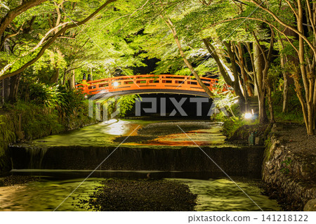 靜岡縣森町,遠富國的一宮(排名第一的神社)小國神社,一宮川和紅橋被翠綠的植物環繞。 靜岡縣森町,遠富國的一宮(排名第一的神社)小國神社,一宮川和紅橋被翠綠的植物環繞。 141218122