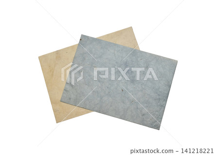 Handmade envelopes in vintage style, made from textured blue and brown paper. Handmade envelopes in vintage style, made from textured blue and brown paper. 141218221