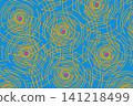 African Print fabric background, Ethnic handmade ornament for your design, Afro Ethnic circles, geometric elements. Vector texture, Africa motifs textile Ankara fashion style in vibrant colors 141218499