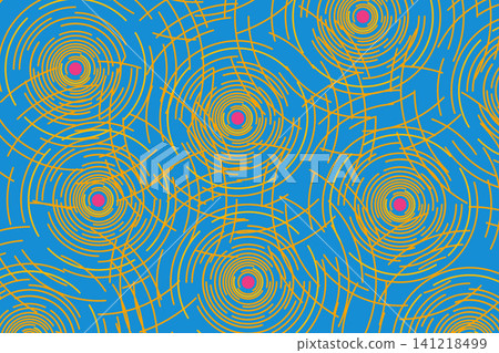 African Print fabric background, Ethnic handmade ornament for your design, Afro Ethnic circles, geometric elements. Vector texture, Africa motifs textile Ankara fashion style in vibrant colors 141218499