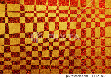 Gold foil checkered background material 141218669