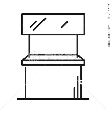 Trade show promo stand display line icon or symbol. City street promo stand display outline sign, advertising banner lineart vector symbol. Exhibition outdoor light box linear icon or pictogram 141218686