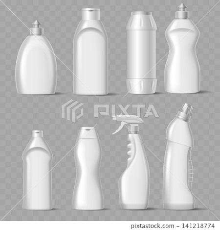 White Plastic Cleaning Bottle Mockup Set Vector White Plastic Cleaning Bottle Mockup Set Vector 141218774