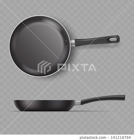 Black Nonstick Pan Mockup Vector Black Nonstick Pan Mockup Vector 141218784