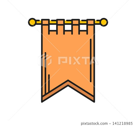 Heraldry banner flag color line icon or sign. Vintage crest linear icon, ancient heraldry sign. Antique medieval pictogram Heraldry banner flag color line icon or sign. Vintage crest linear icon, ancient heraldry sign. Antique medieval pictogram 141218985