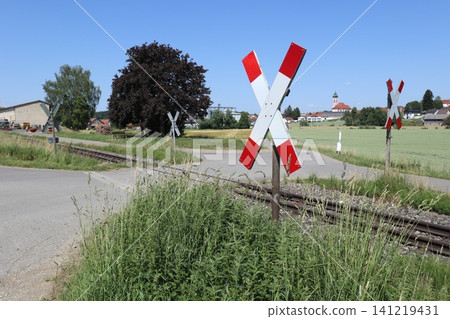 Level crossing in a sparsely populated area of Germany Level crossing in a sparsely populated area of Germany 141219431