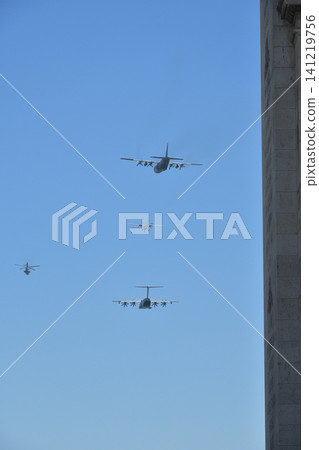 Air force visible over the Arc de Triomphe during a rehearsal for Bastille Day in Paris (July 9, 2026) 141219756