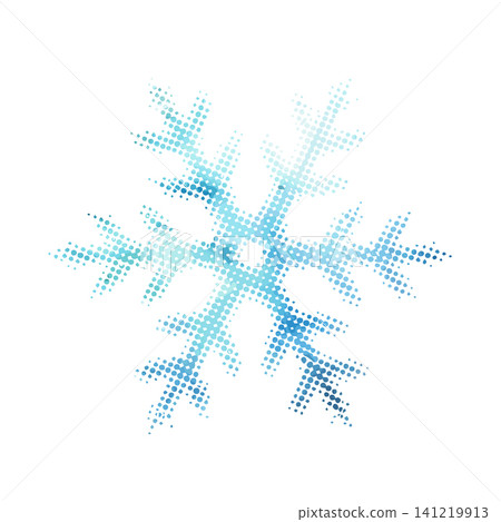 snowflake made of dots halftone object Hand drawn. Not AI, vector illustration. 141219913