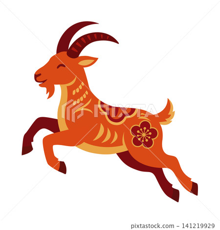 Decorative Chinese Zodiac Goat Vector Illustration Decorative Chinese Zodiac Goat Vector Illustration 141219929