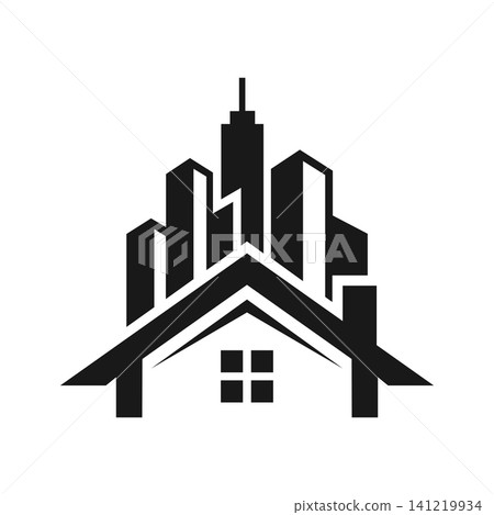 Real Estate House and City Skyline Logo Vector 141219934