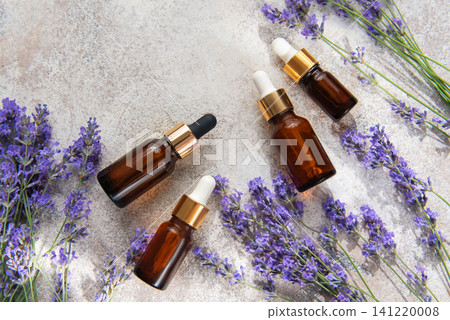 Lavender essential oil serum bottles for aromatherapy skincare 141220008