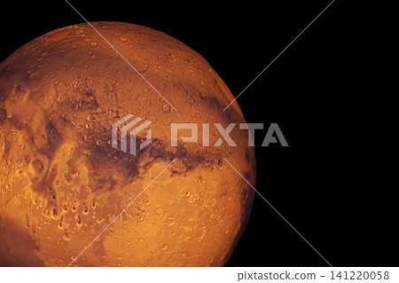 Mars, the red planet, shines against the dark void of space. Elements of this image furnished by NASA Mars, the red planet, shines against the dark void of space. Elements of this image furnished by NASA 141220058