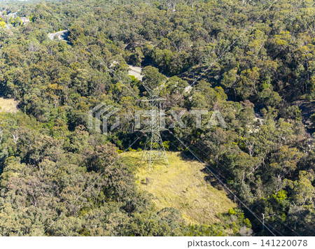 A line of electrical transmission towers near the Great Western Highway 141220078