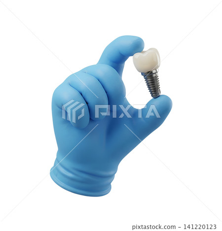 3d dental implant model held by a professional hand wearing a blue medical glove isolated on a plain background for clinical dentistry and oral surgery stock photography projects 3d dental implant model held by a professional hand wearing a blue medical glove isolated on a plain background for clinical dentistry and oral surgery stock photography projects 141220123