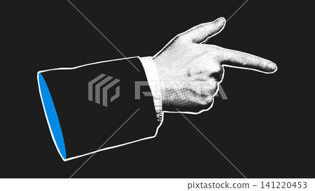 Halftone Business Hand Pointing Finger Dark Illustration 141220453