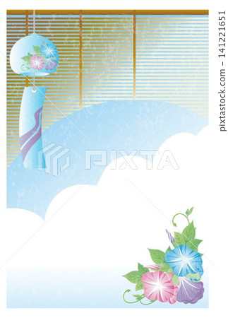 Summer greetings, late summer greetings, morning glory, bamboo blind, summer, flower, frame, background, copy space Summer greetings, late summer greetings, morning glory, bamboo blind, summer, flower, frame, background, copy space 141221651