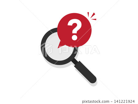 magnifying glass and question mark speech bubble icon for search concept 141221924