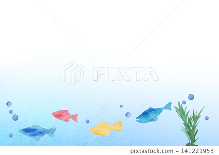 色彩繽紛的水彩魚夏季主題背景素材 色彩繽紛的水彩魚夏季主題背景素材 141221953