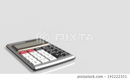 Modern Calculator On Clean Background With Copy Space 3d render. Modern Calculator On Clean Background With Copy Space 3d render. 141222351