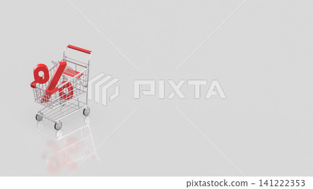 Discount Sale Concept With Shopping Cart And Percent Symbol 3d render. Discount Sale Concept With Shopping Cart And Percent Symbol 3d render. 141222353