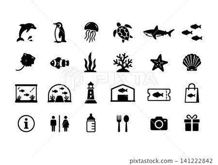 Simple aquarium icon set Simple aquarium icon set 141222842