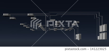 3D illustration of building, construction, and piping 3D illustration of building, construction, and piping 141223025