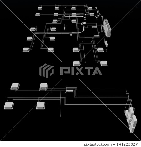 3D illustration of building, construction, and piping 3D illustration of building, construction, and piping 141223027