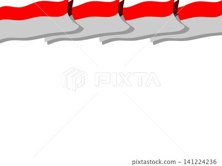 Indonesian Waving Red and White Flag 3D Layered Horizontal Top Border on White Background Indonesian Waving Red and White Flag 3D Layered Horizontal Top Border on White Background 141224236