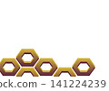 Abstract Gold 6 Piece Hexagon Frame Horizontal Bottom Border on White Background 141224239