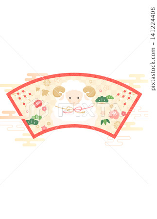 羊年 - 無文字新年賀卡設計 - 扇形邊框 3 - 直式版 羊年 - 無文字新年賀卡設計 - 扇形邊框 3 - 直式版 141224408