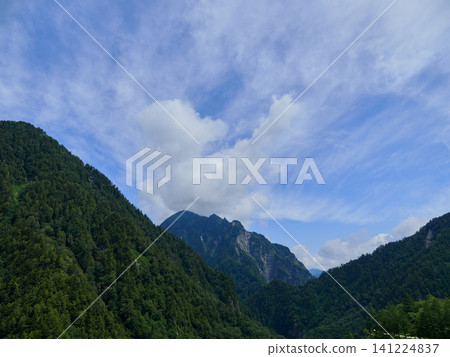A view of the Northern Alps mountain range from an observation deck on the Tateyama Kurobe Alpine Route, a popular tourist attraction. A view of the Northern Alps mountain range from an observation deck on the Tateyama Kurobe Alpine Route, a popular tourist attraction. 141224837