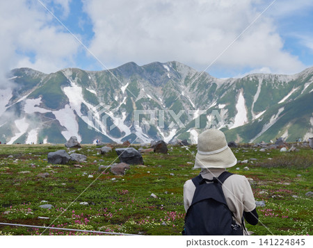 從這裡可以看到夏季熱門旅遊景點-立山黑部阿爾卑斯山脈路線上的室堂山頂的遊客,以及立山山脈的景色。 從這裡可以看到夏季熱門旅遊景點-立山黑部阿爾卑斯山脈路線上的室堂山頂的遊客,以及立山山脈的景色。 141224845
