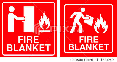 Fire Blanket Safety Instruction Sign with Person Using Fire Extinguishing Equipment Fire Blanket Safety Instruction Sign with Person Using Fire Extinguishing Equipment 141225202