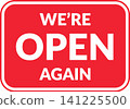 Business Reopening Sign in Bold Red with White Text on Square Background 141225500