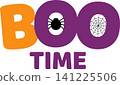 Flat lay composition of purple Halloween spider and web design 141225506
