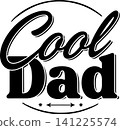 Cool dad handwritten text illustration design 141225574