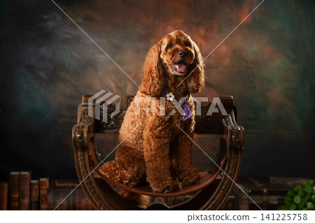 A simple studio portrait of a Cockapoo A simple studio portrait of a Cockapoo 141225758