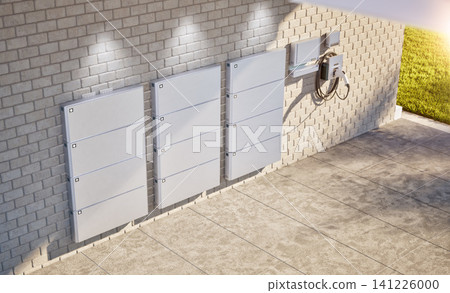 Group of home batteries or energy storage systems in garage 141226000