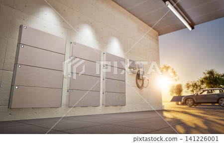 Group of home batteries or energy storage systems in garage 141226001