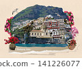 The collage of views of Positano at Italy along the stunning Amalfi Coast. 141226077