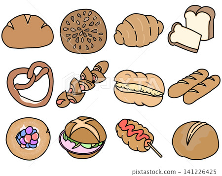 Illustration set of various breads Illustration set of various breads 141226425