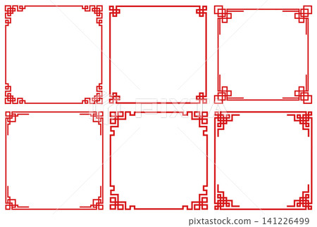 Red Chinese Traditional Pattern Corner Decoration Frame Set (6 types of Chinese-style square decorative frames - Spring Festival/Lunar New Year) Red Chinese Traditional Pattern Corner Decoration Frame Set (6 types of Chinese-style square decorative frames - Spring Festival/Lunar New Year) 141226499