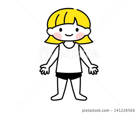 [Childcare/Medical] Illustration of a girl in her underwear 141226568