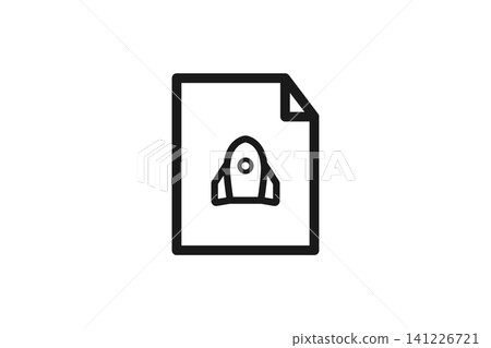 A line drawing icon of a document with a rocket drawn on it. A line drawing icon of a document with a rocket drawn on it. 141226721