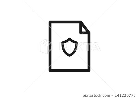 Simple line art icons of documents and shields 141226775