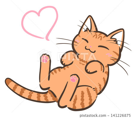 A tabby cat lying down 141226875